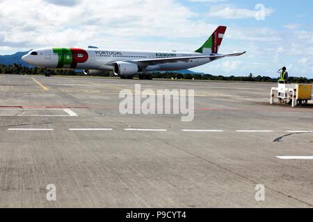 Airbus’ newest widebody A330neo in Mauritius for the first time Stock Photo