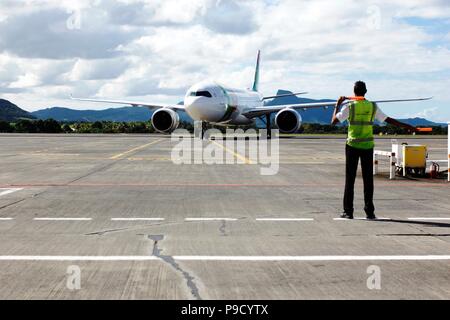 Airbus’ newest widebody A330neo in Mauritius for the first time Stock Photo