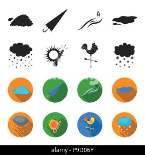 Rain, snow, heat, weathervane. The weather set collection icons in black,flet style vector symbol stock illustration . Stock Vector