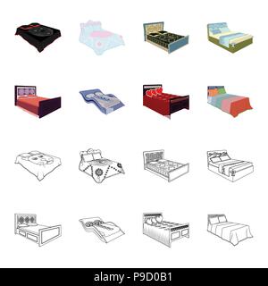 Different beds cartoon,outline icons in set collection for design. Furniture for sleeping vector isometric symbol stock  illustration. Stock Vector