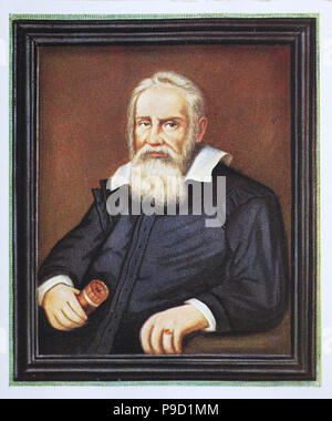 Galileo Galilei; 15 February 1564[3] â€“ 8 January 1642 was an Italian polymath, digital improved reproduction of an original print from the year 1900 Stock Photo