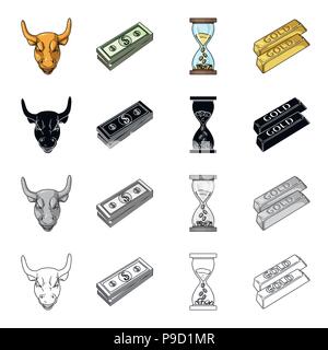 Bullion, bank, capital and other  icon in cartoon style. Bulb, glass, sand, icons in set collection. Stock Vector
