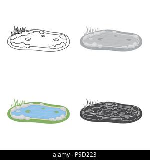 Pond icon in cartoon style isolated on white background. Park symbol vector illustration. Stock Vector