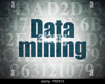 Data concept: Painted blue text Data Mining on Digital Data Paper background with   Hexadecimal Code Stock Photo