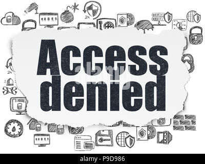 Security concept: Painted black text Access Denied on Torn Paper background with  Hand Drawn Security Icons Stock Photo