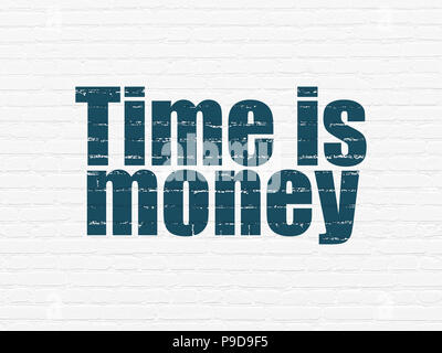 Finance concept: Painted blue text Time is Money on White Brick wall background Stock Photo