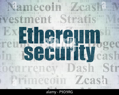 Blockchain concept: Painted blue text Ethereum Security on Digital Data Paper background with   Tag Cloud Stock Photo