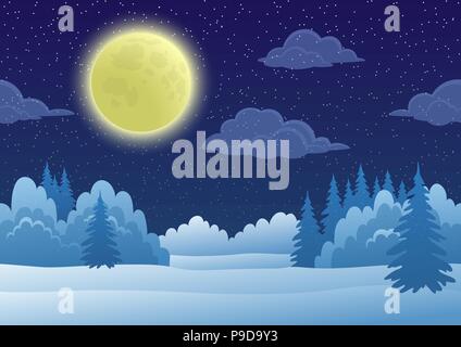 Landscape, Winter Forest Stock Vector