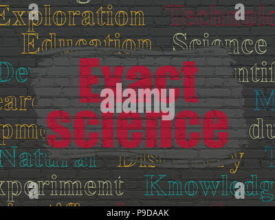 Science concept: Painted red text Exact Science on Black Brick wall background with  Tag Cloud Stock Photo