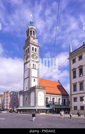 Augsburg, Bavaria, Germany - The historic Perlach Tower on the town square. Stock Photo