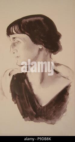 Portrait of the Poetess Anna Akhmatova (1889-1966). Museum: State Russian Museum, St. Petersburg. Stock Photo