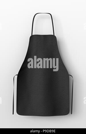 Blank black apron isolated on white background with clipping path. 3d ...