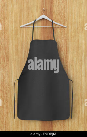 Blank black apron isolated on white background with clipping path. 3d ...