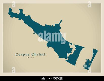 Modern City Map - Corpus Christi Texas city of the USA Stock Vector