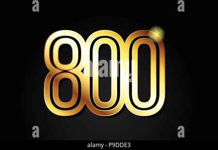 gold number 800 logo design suitable for a company or business Stock Vector