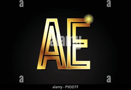 Design of alphabet letter combination AE A E on black background with ...