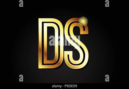 gold alphabet letter ds d s logo combination design suitable for a company or business Stock Vector