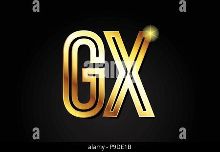 combination letter gx g x gold golden alphabet logo icon design with ...