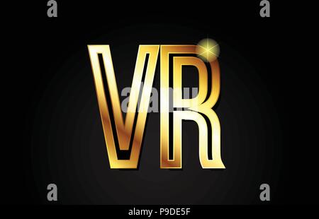 gold alphabet letter vr v r logo combination design suitable for a company or business Stock Vector