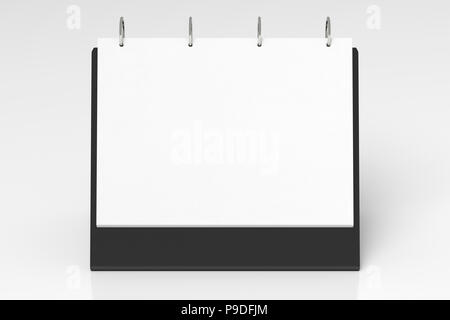 Blank landscape tabletop flip-chart easel binder or calendar mockup standing on white background  isolated with clipping path. 3d illustration Stock Photo