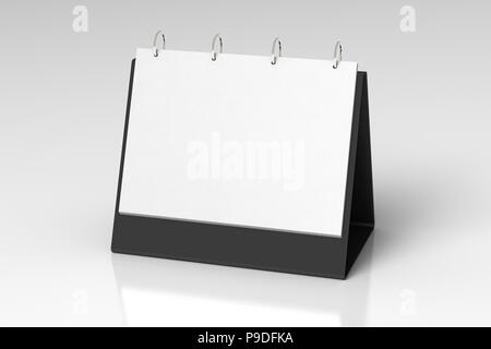 Blank landscape tabletop flip-chart easel binder or calendar mockup standing on white background  isolated with clipping path. 3d illustration Stock Photo