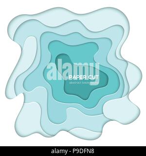 Turquois abstract layout - vector paper cut illustration Stock Vector