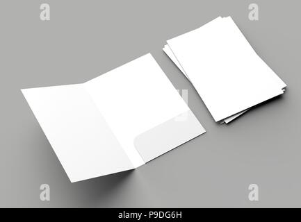 A4 size single pocket reinforced folder mock up isolated on gray background. 3D illustration Stock Photo