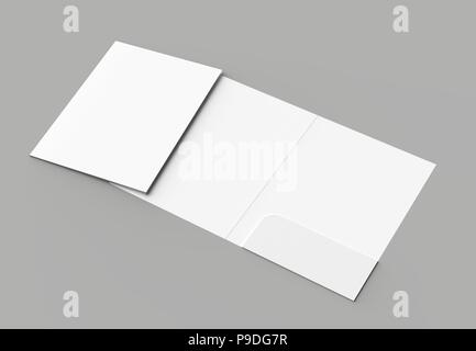 A4 size single pocket reinforced folder mock up isolated on gray background. 3D illustration Stock Photo