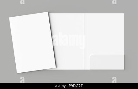 A4 size single pocket reinforced folder mock up isolated on gray background. 3D illustration Stock Photo