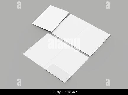 A4 size single pocket reinforced folder mock up isolated on gray background. 3D illustration Stock Photo