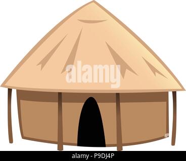 cartoon vector illustration of an African hut village Stock Vector