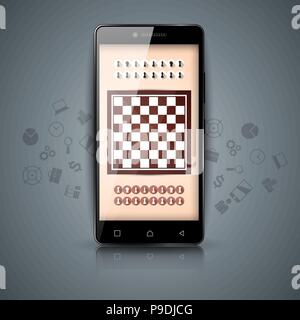 Chess, digital gadget, smartphone icons. Stock Vector