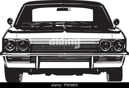 Vintage american muscle car from the 1970s, front view Stock Vector