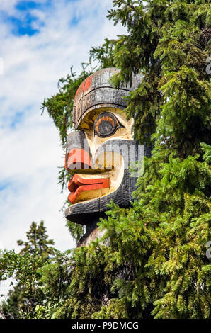 Haida totem pole at Alberta Legislature Bulding Edmonton Alberta Canada Stock Photo