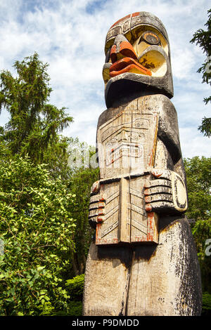 Haida totem pole at Alberta Legislature Bulding Edmonton Alberta Canada Stock Photo