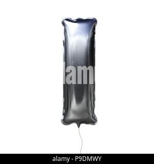 Letter I made of silver inflatable balloon isolated on white background Stock Photo