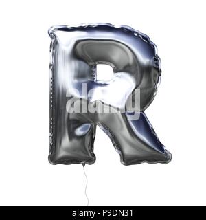 Letter R made of silver inflatable balloon isolated on white background Stock Photo