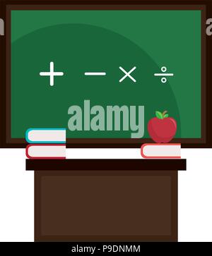 chalkboard and desk classroom scene vector illustration design Stock Vector