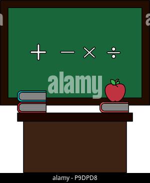 chalkboard and desk classroom scene vector illustration design Stock Vector