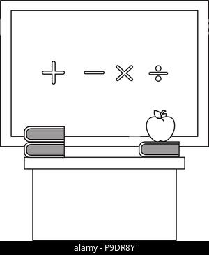 chalkboard and desk classroom scene vector illustration design Stock Vector