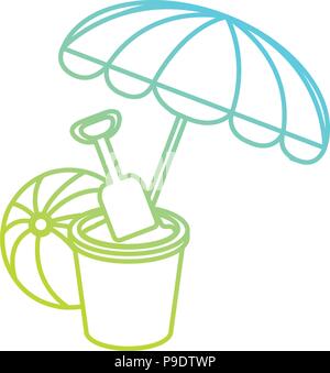 umbrella beach with sand bucket and balloon Stock Vector