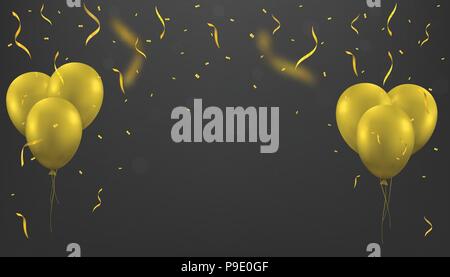 Golden balloons background Stock Vector