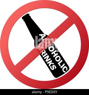 empty round no drinking red ban sign Stock Vector