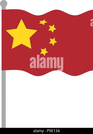 waving china flag icon over white background, vector illustration Stock Vector