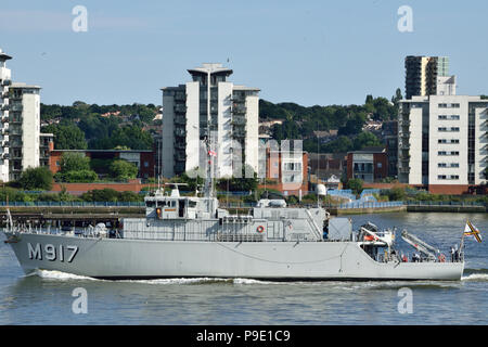 Belgian Navy minesweeper BNS Crocus M917 on the River Thames in London Stock Photo