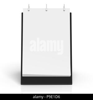 Blank portrait table top flip chart easel binder or calendar mockup standing on white background isolated with clipping path Stock Photo