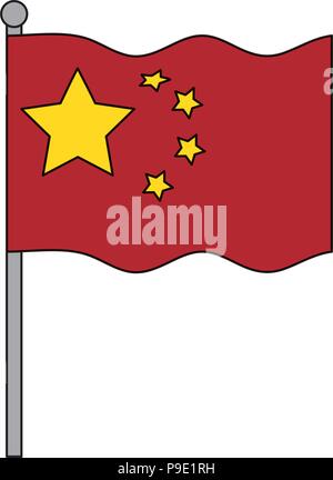 How to Draw a Chinese Flag, Coloring Page, Trace Drawing