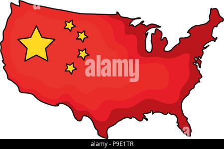 china flag in map shape icon over white background, vector illustration Stock Vector