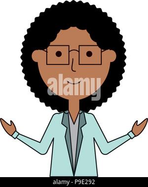 woman teacher with glasses icon over white background, vector ...