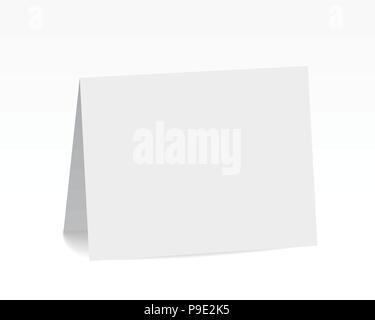 Realistic standing white blank folded paper card - vector Stock Vector